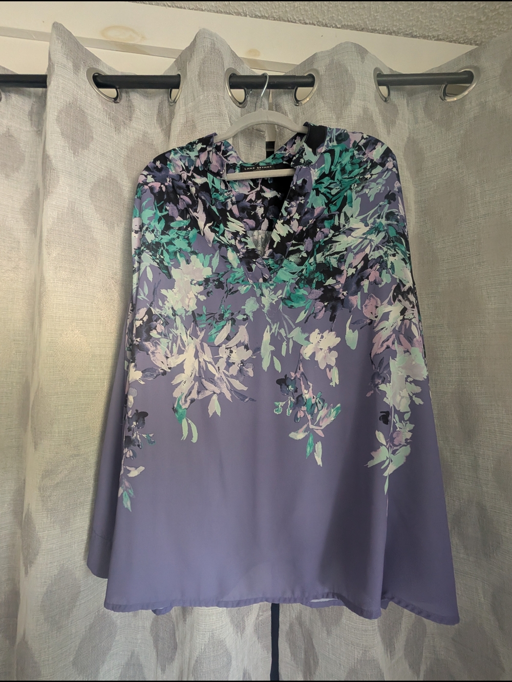Lane Bryant Lavender Floral V-Neck Blouse